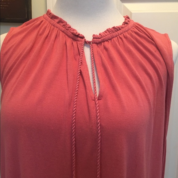 Loft deep peach sleeveless tie front top - Picture 3 of 7